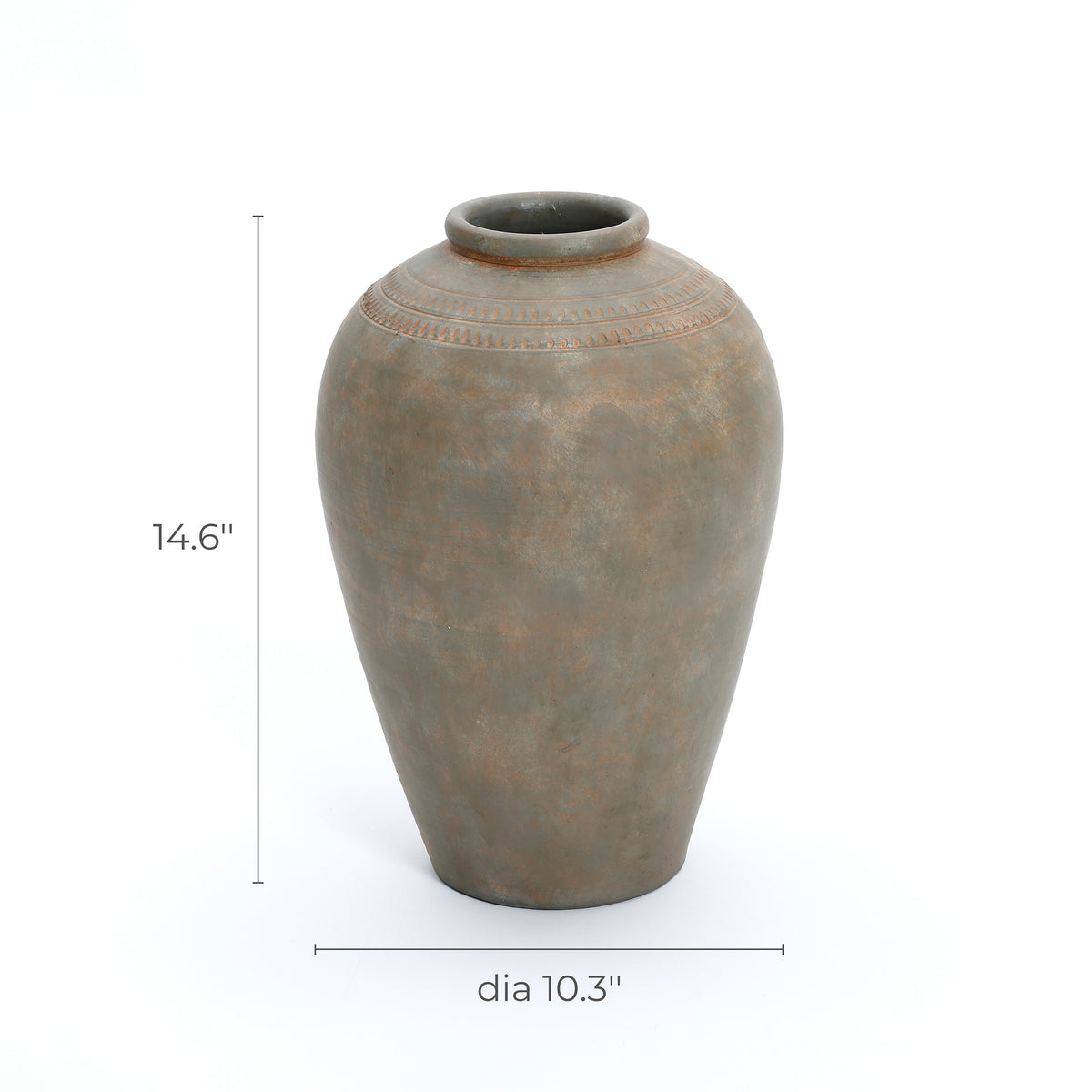 Tall Urn Terracotta Decor Vase, Rustic Brown, 15"