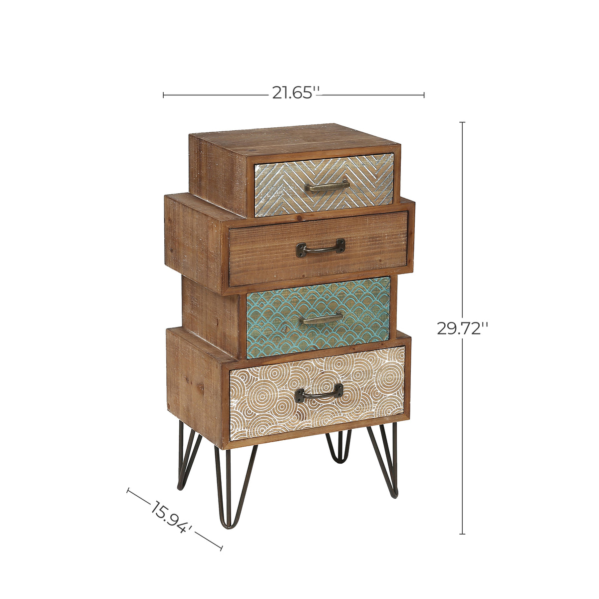 Stacked 4-Drawer Wood Accent End Table, Vintage, 30"