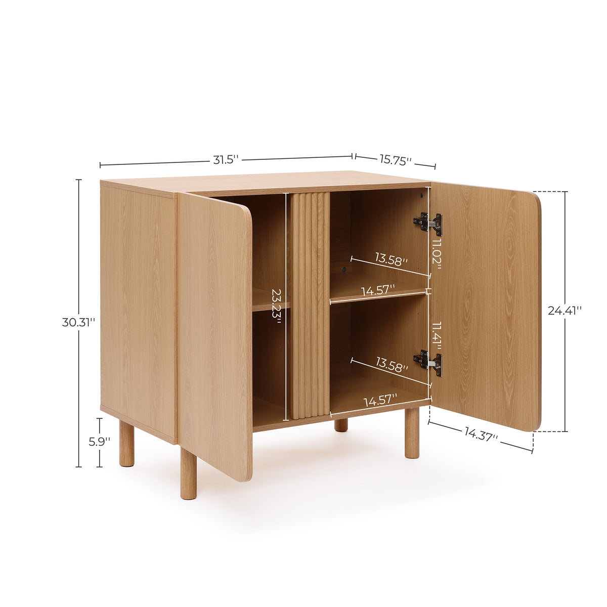 Malu 2-Door Wood Storage Accent Cabinet, Natural, 31"