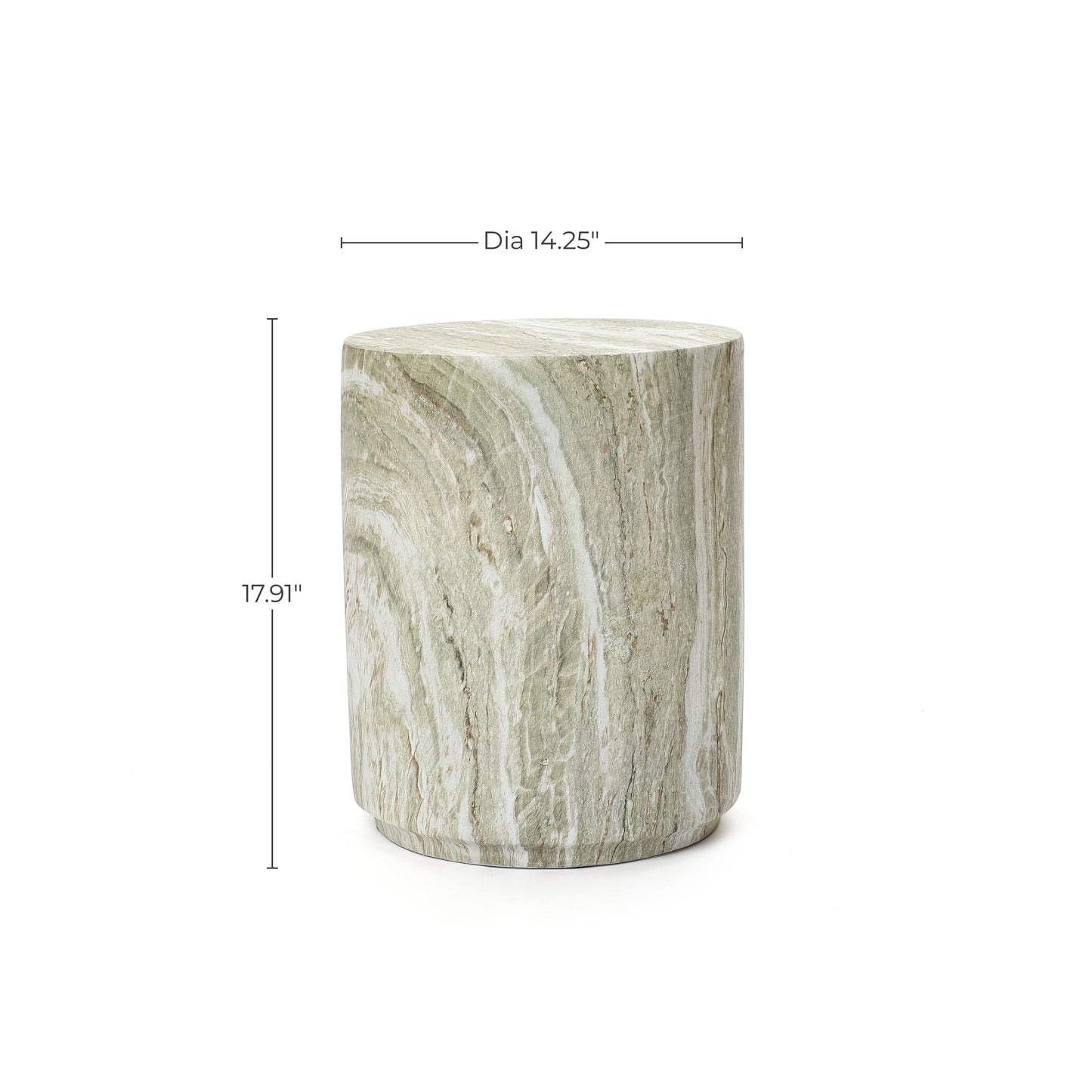 Jasper Round MgO Side Table, Marbled Green-White