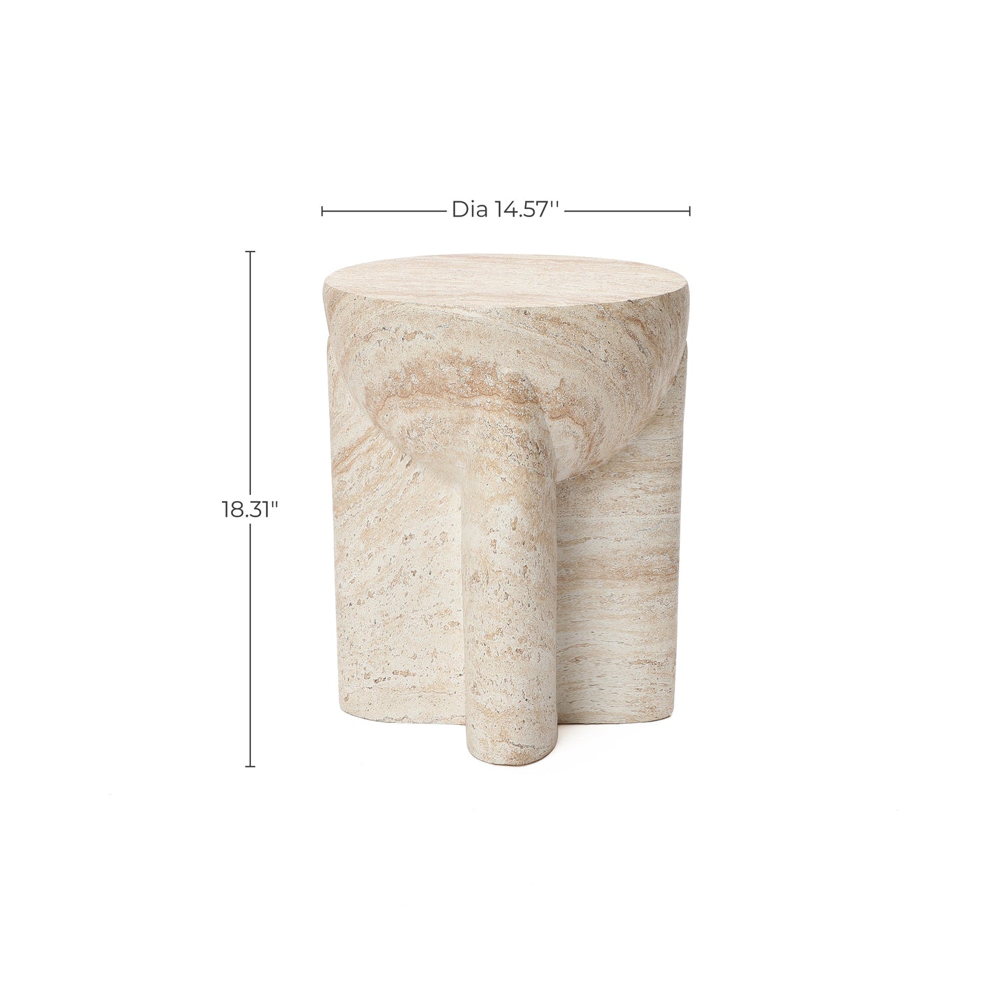 Ebb Pedestal Round MgO Side Table, Marbled Brown-White