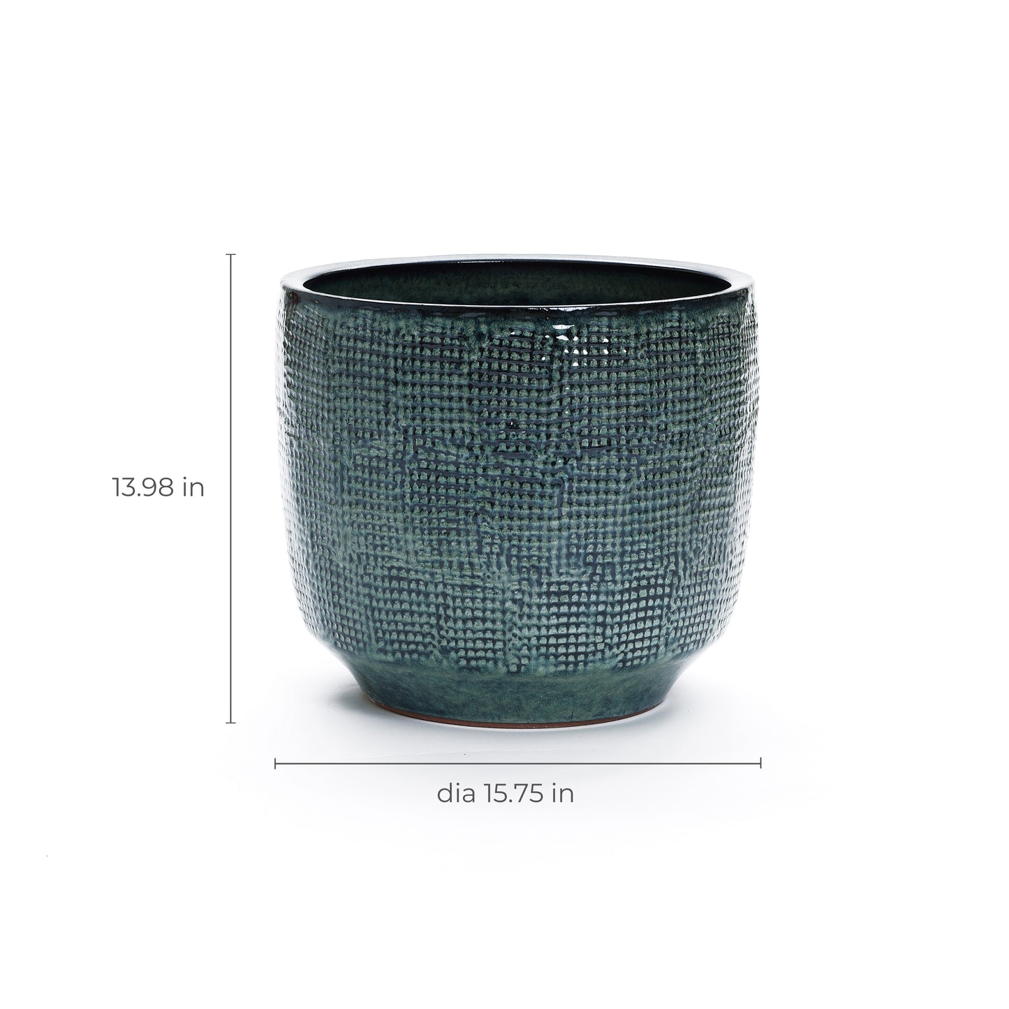 Weave Textured Ceramic Round Planter, Coastal Gray, 14"