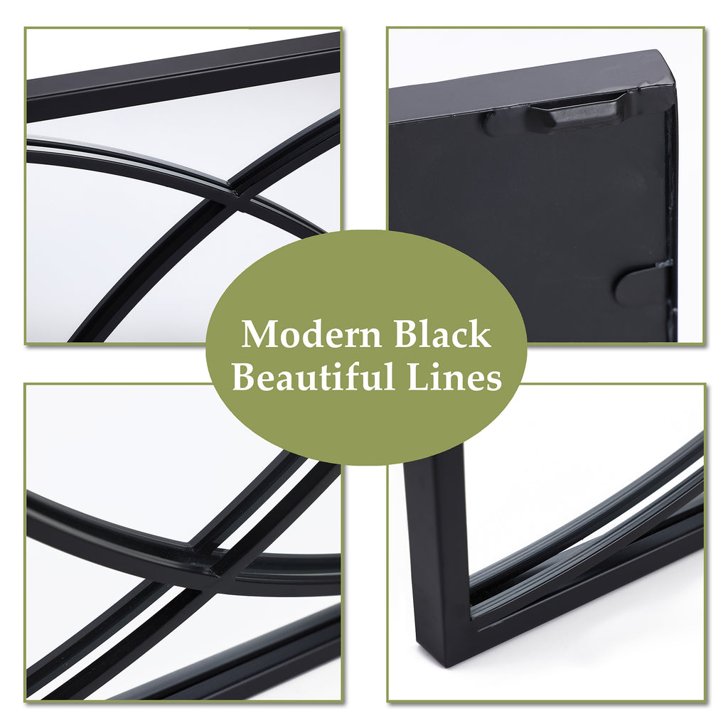 3-Piece Black Metal Rectangular Wall Mirror Set