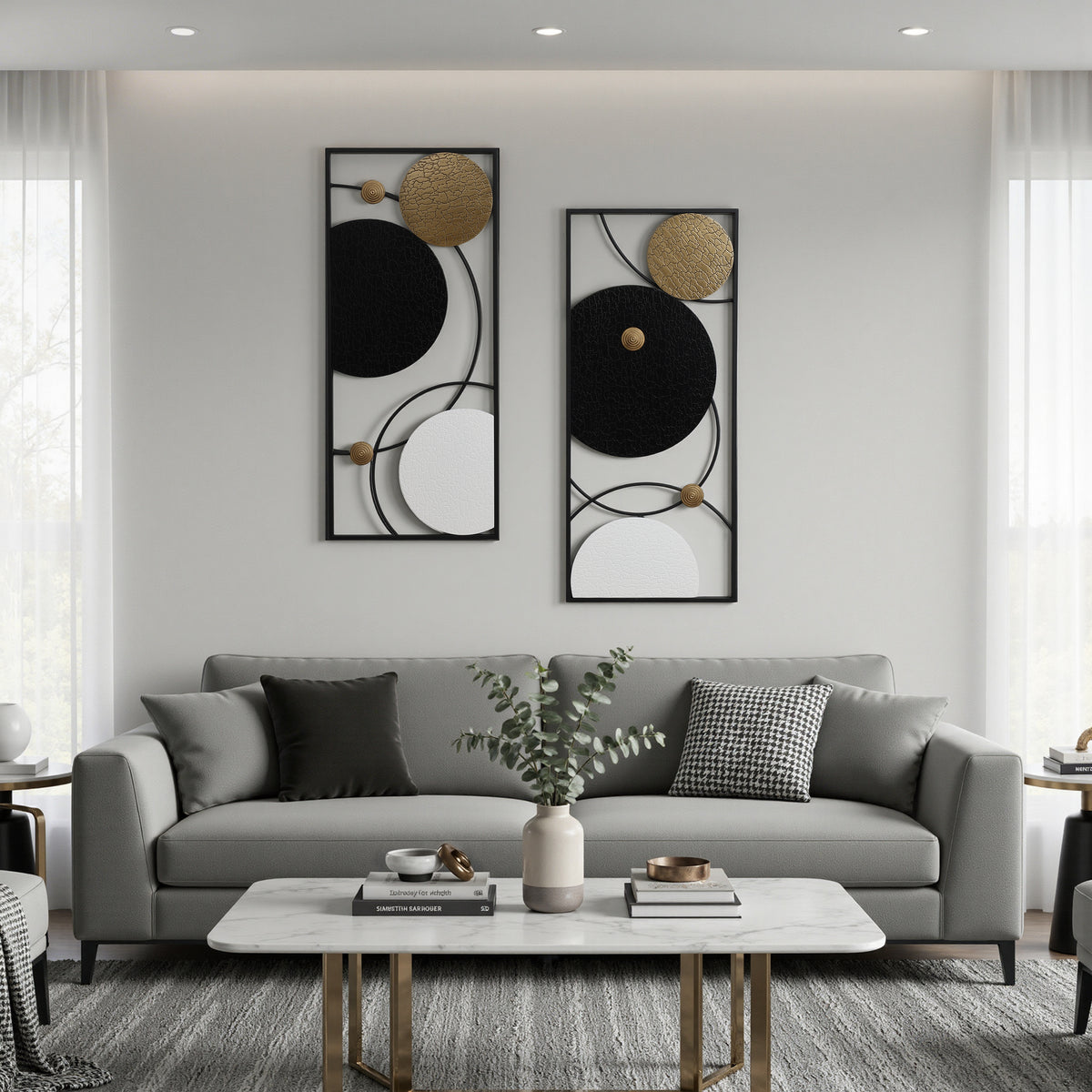2-Piece Celestial Metal Wall Art Set, 36"