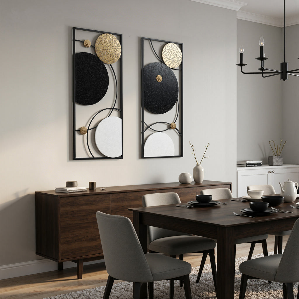Langford Home 2Pcs Metal Wall Art, Modern Abstract Living Room Wall Decor