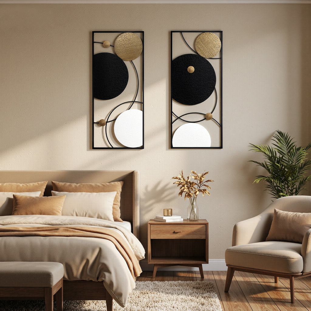 Langford Home 2Pcs Metal Wall Art, Modern Abstract Living Room Wall Decor