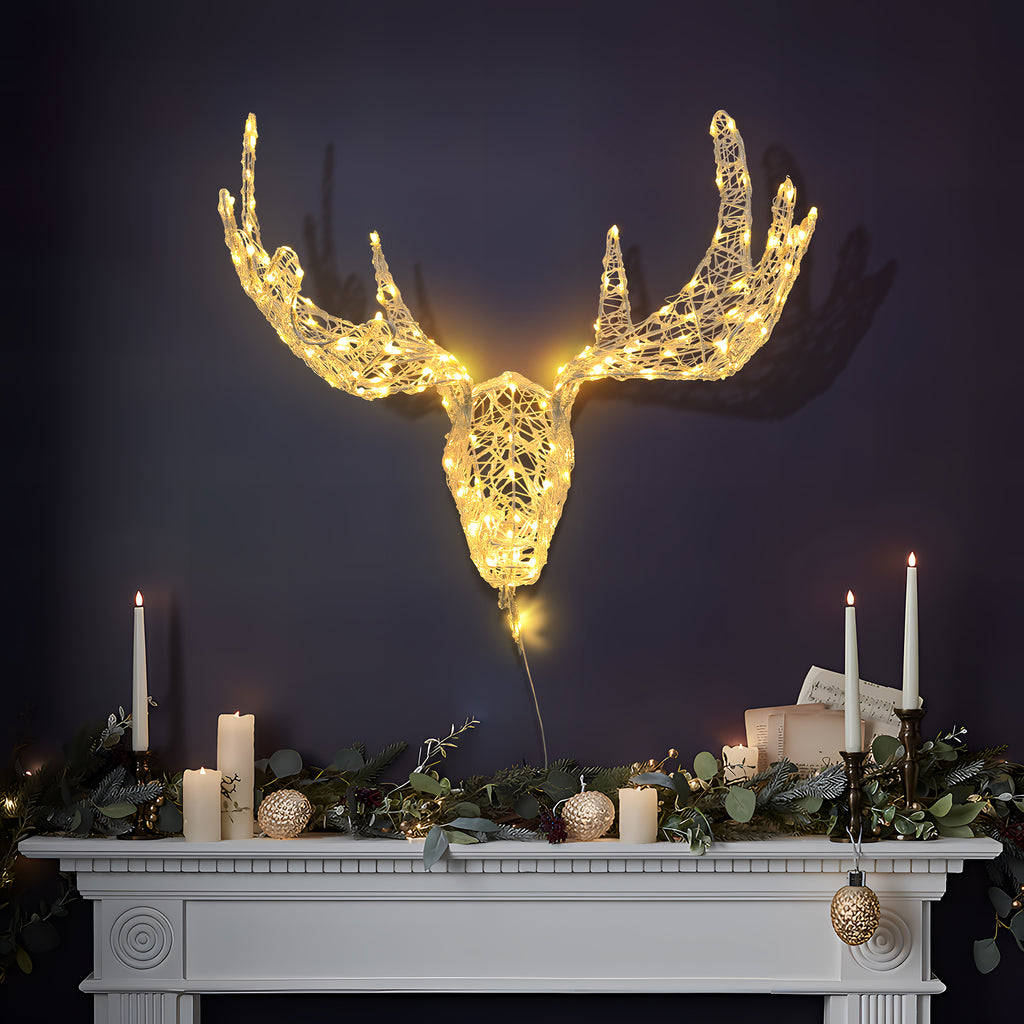 Moose Head Outdoor Holiday Decoration with Lights and Timer