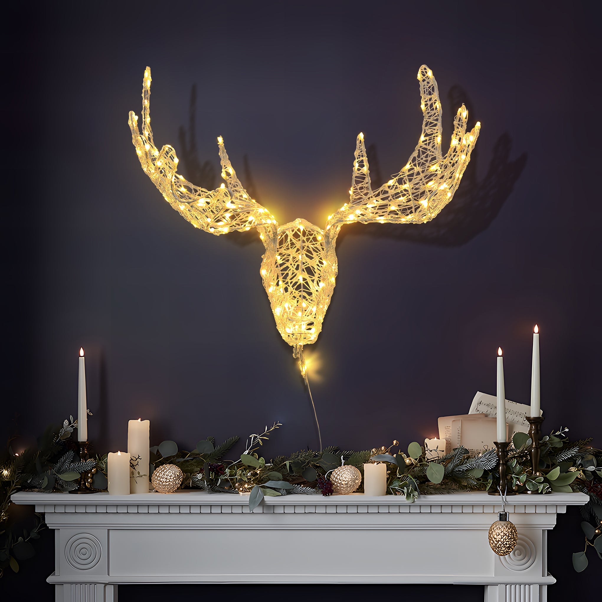 Moose Head Outdoor Holiday Decoration with Lights and Timer