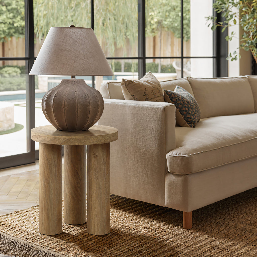 Wabi-Sabi & Scandinavian Retro Round Side Table with Three Cylindrical Legs