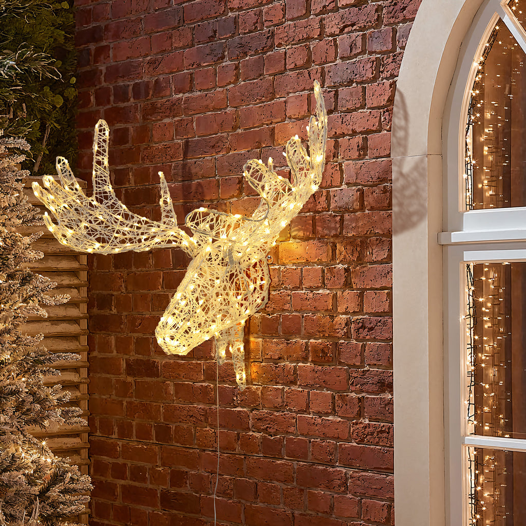Moose Head Outdoor Holiday Decoration with Lights and Timer