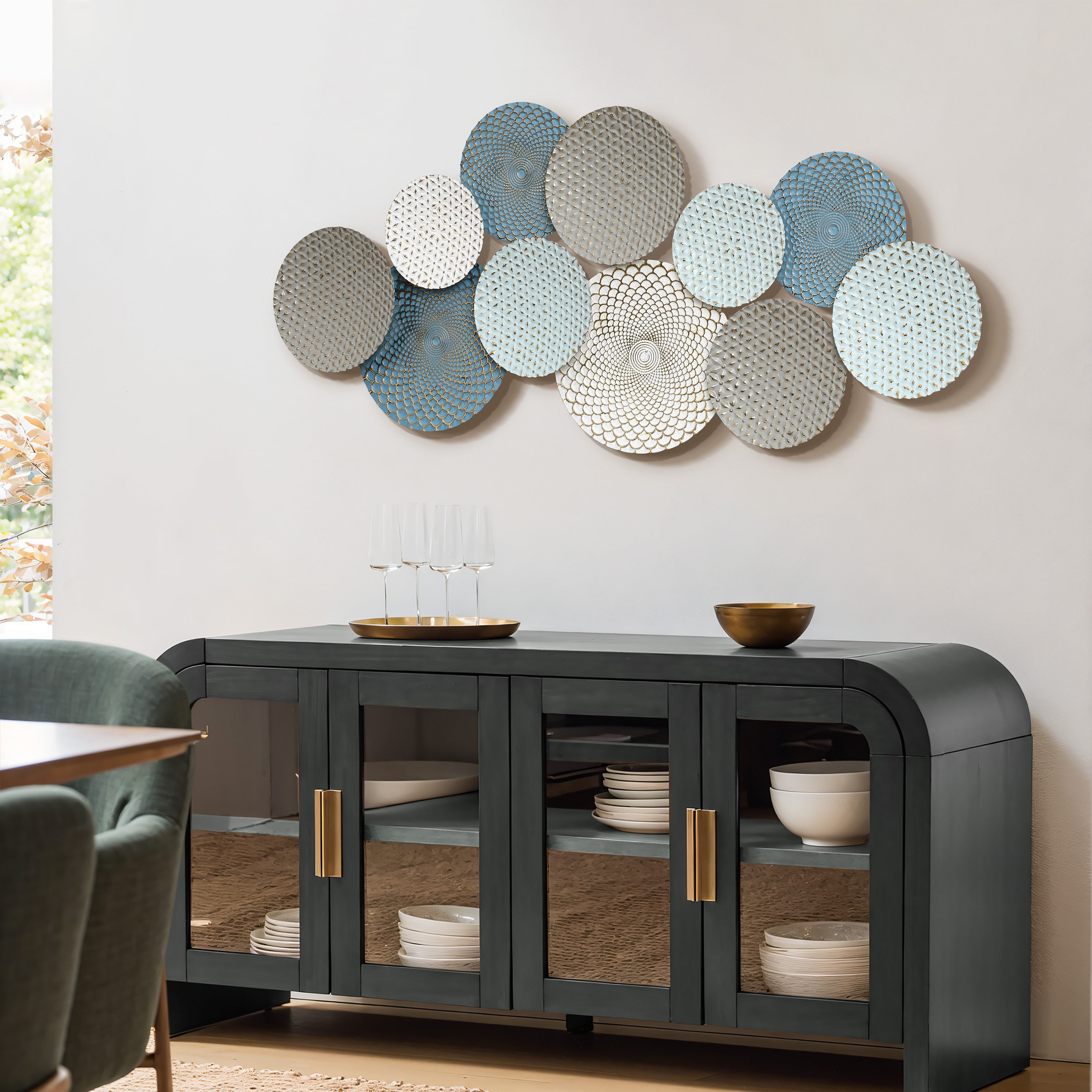 Distressed Multi-Color Pastels 47.4-Inch Wide Abstract Metal Wall Decor