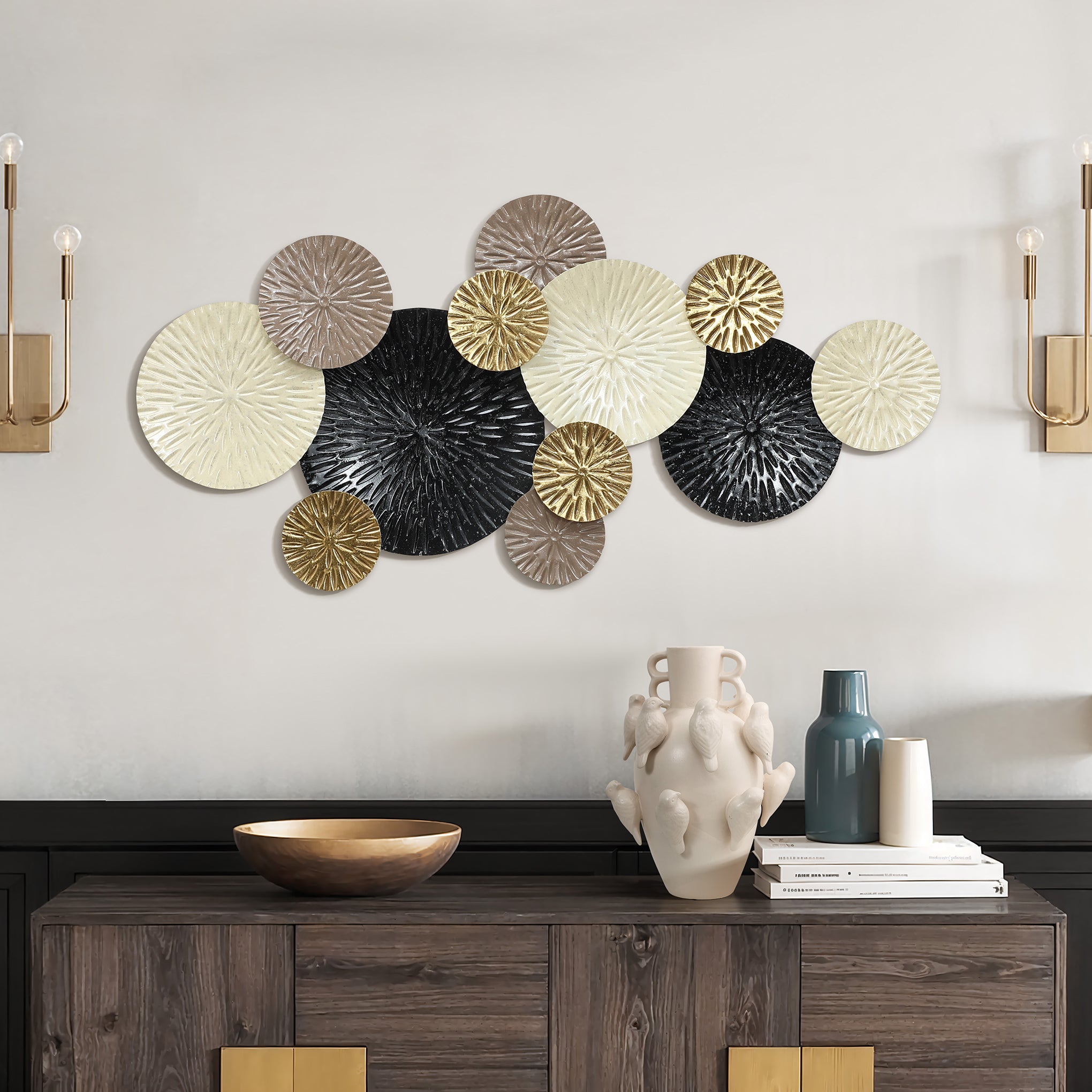 Multi-Color Coastal Abstract 47.25-Inch Wide Metal Wall Decor