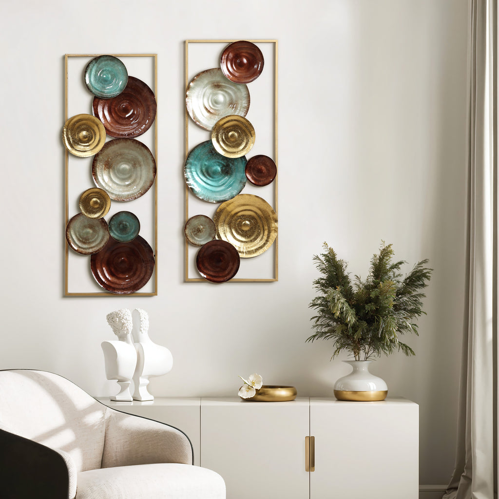 2-Piece Multi-Color Gems Abstract Metal Wall Decor Set