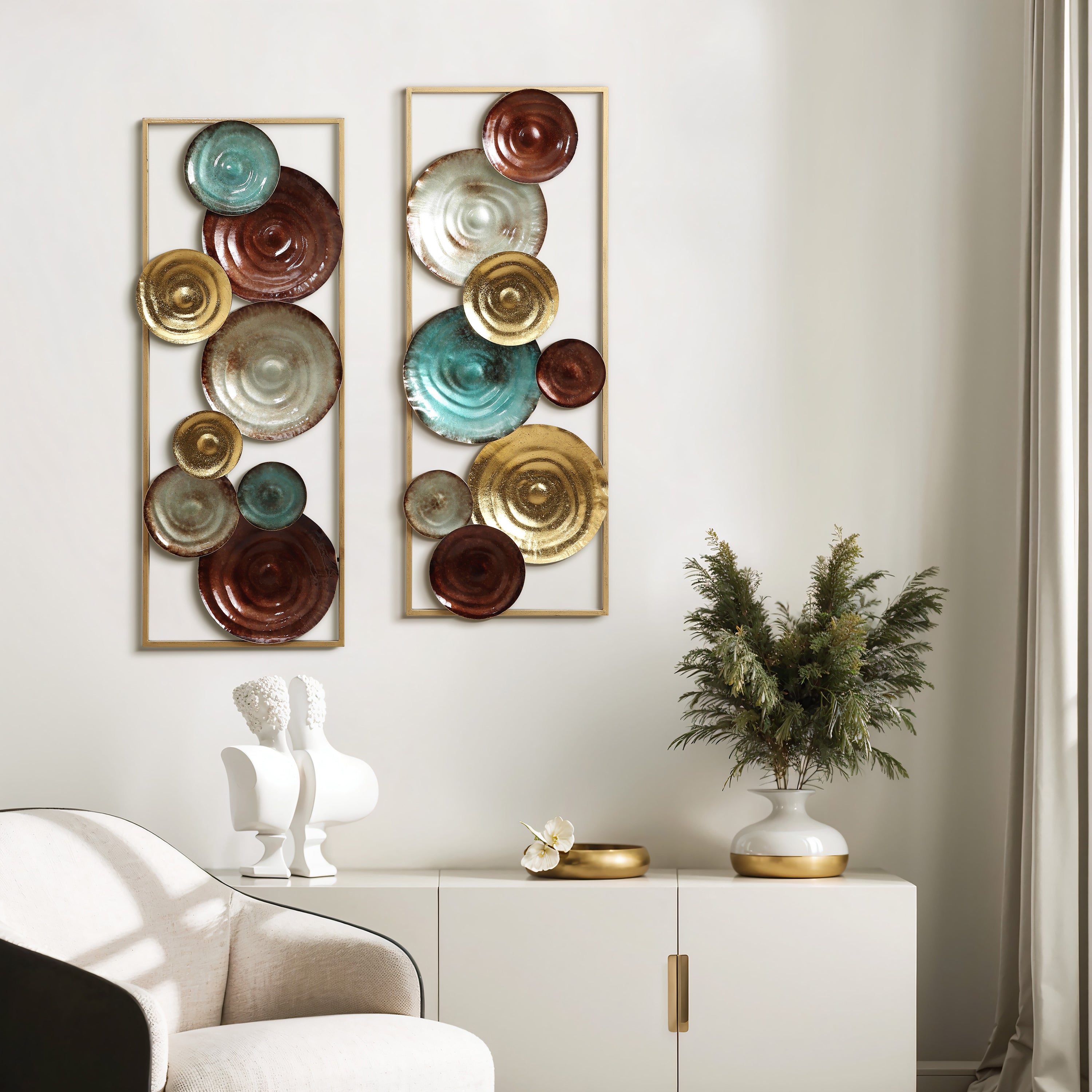 2-Piece Multi-Color Gems Abstract Metal Wall Decor Set