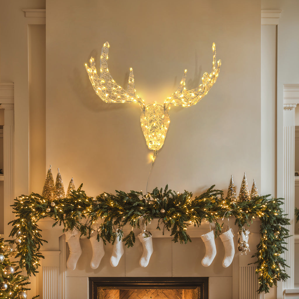 Moose Head Outdoor Holiday Decoration with Lights and Timer
