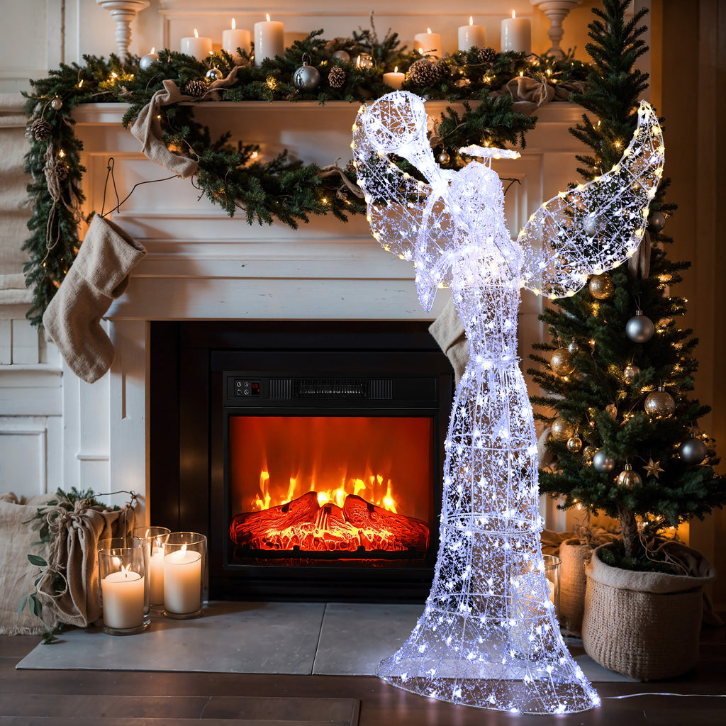 5Ft Angel Playing Trumpet Outdoor Holiday Decoration with Lights