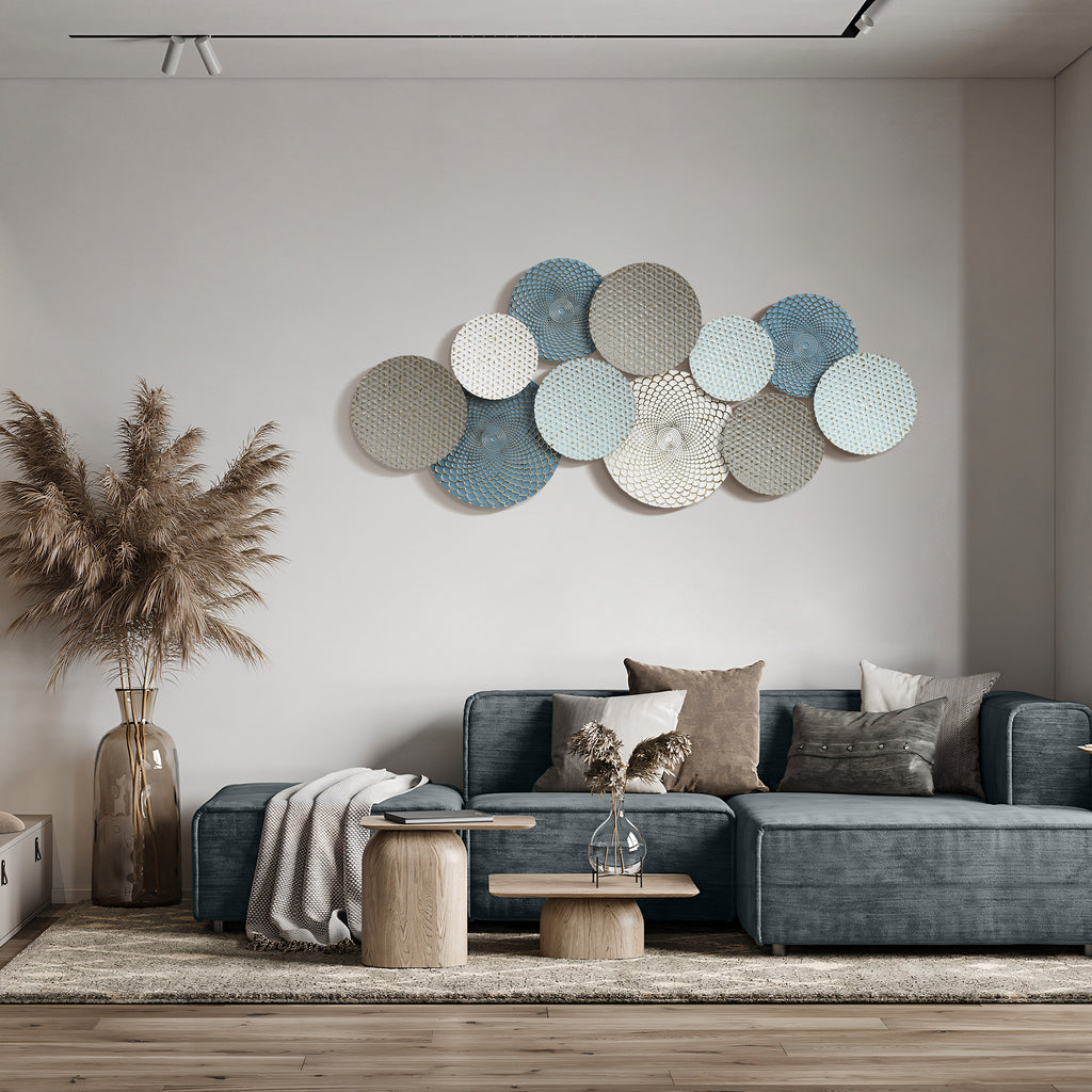 Distressed Multi-Color Pastels 47.4-Inch Wide Abstract Metal Wall Decor
