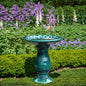 Tulip Ceramic Garden Bird Bath, Moss Green, 22"