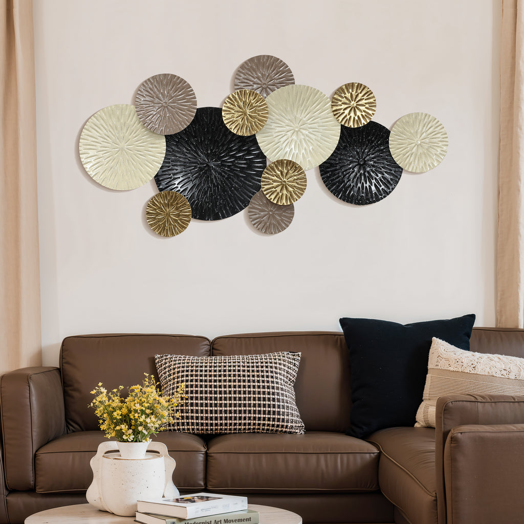 Multi-Color Coastal Abstract 47.25-Inch Wide Metal Wall Decor