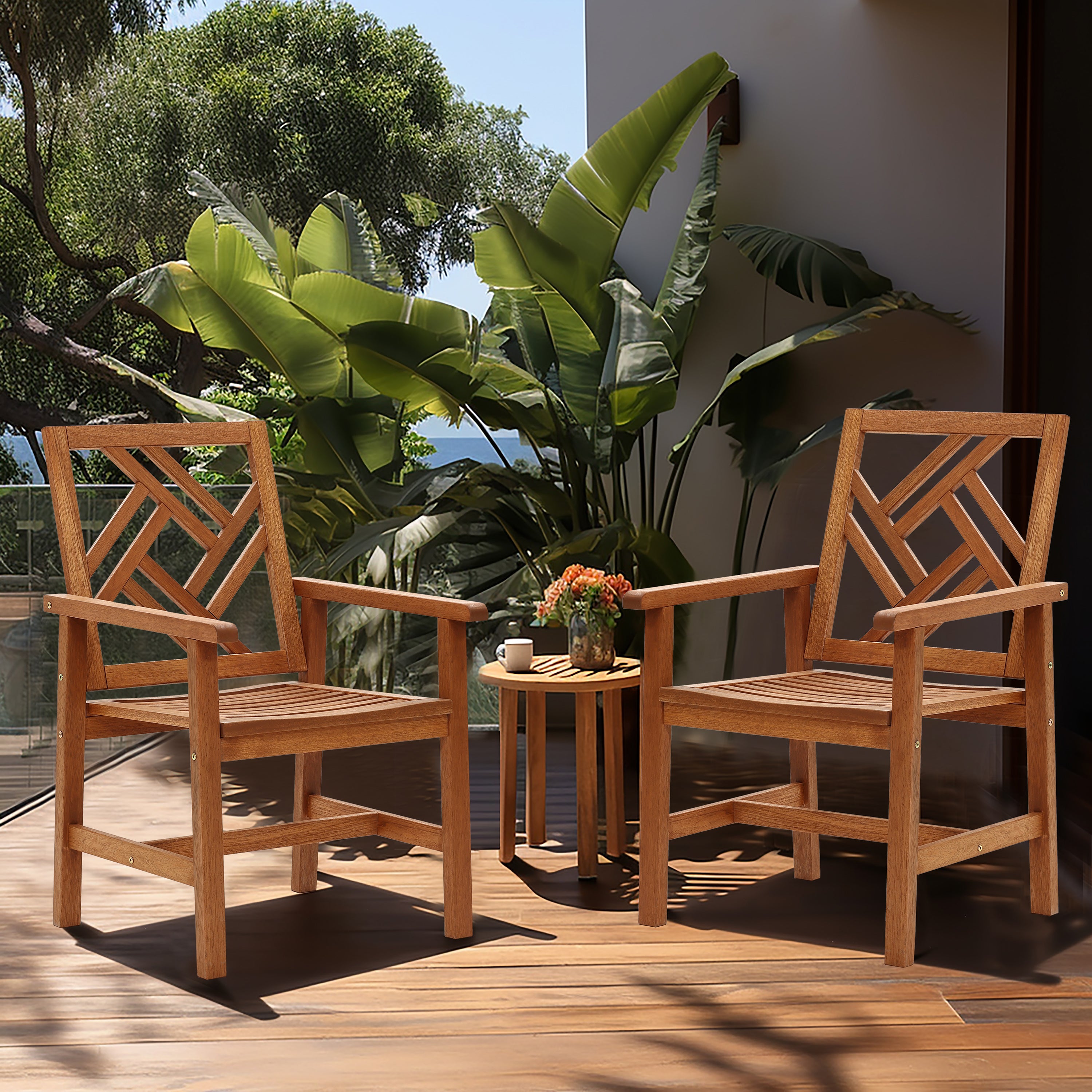 Carmel Solid Wood Outdoor Dining Chair, Set of 2