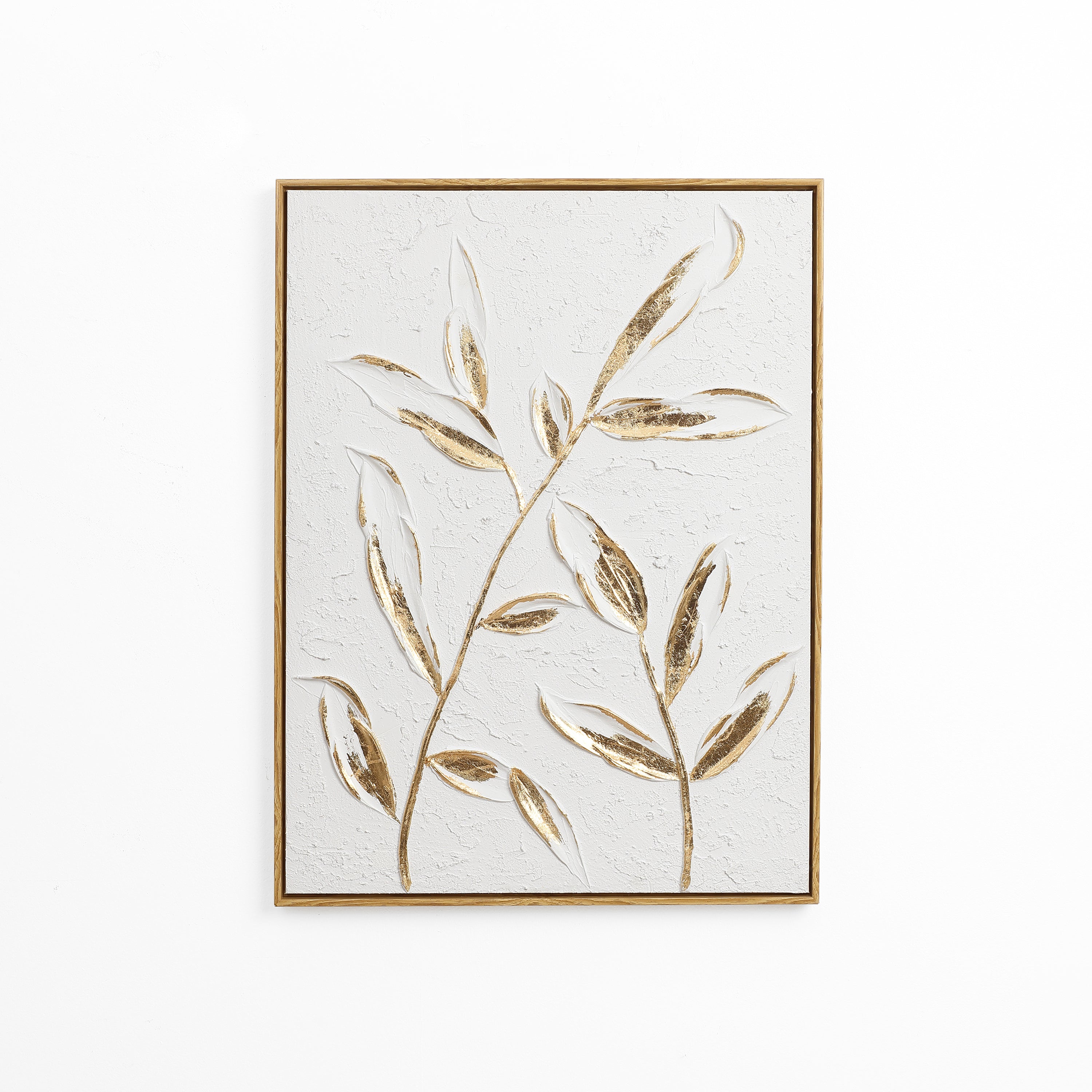 White with Gold Flower Canvas Framed Wall Decor