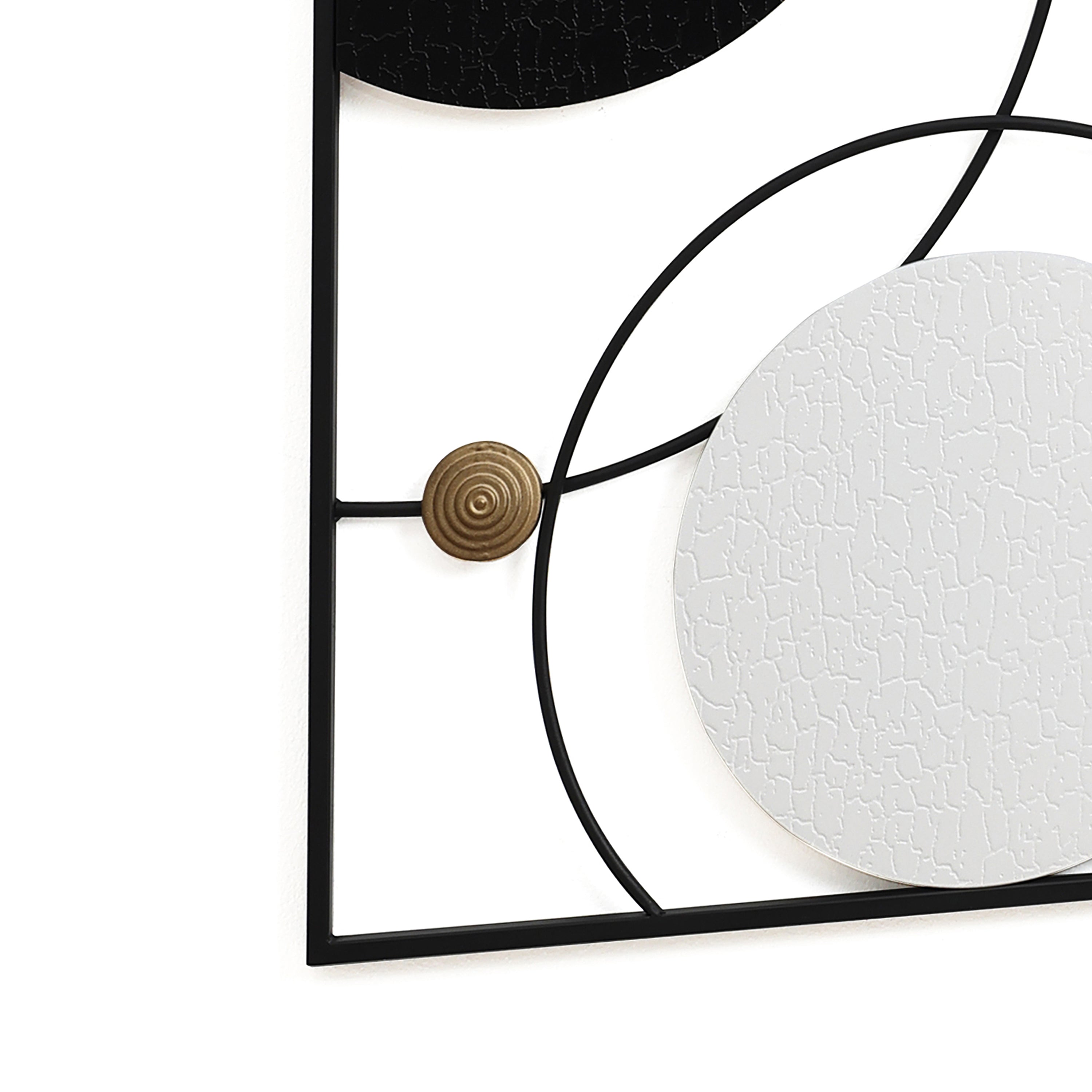 2-Piece Black, White, and Gold Modern Abstract Wall Decor Set