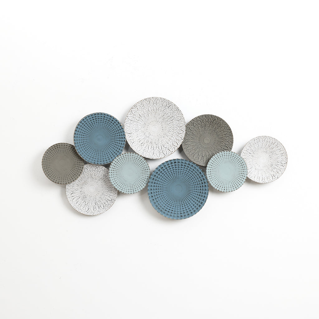 Multi-Color Distressed Plates 43.3-Inch Wide Abstract Metal Wall Decor