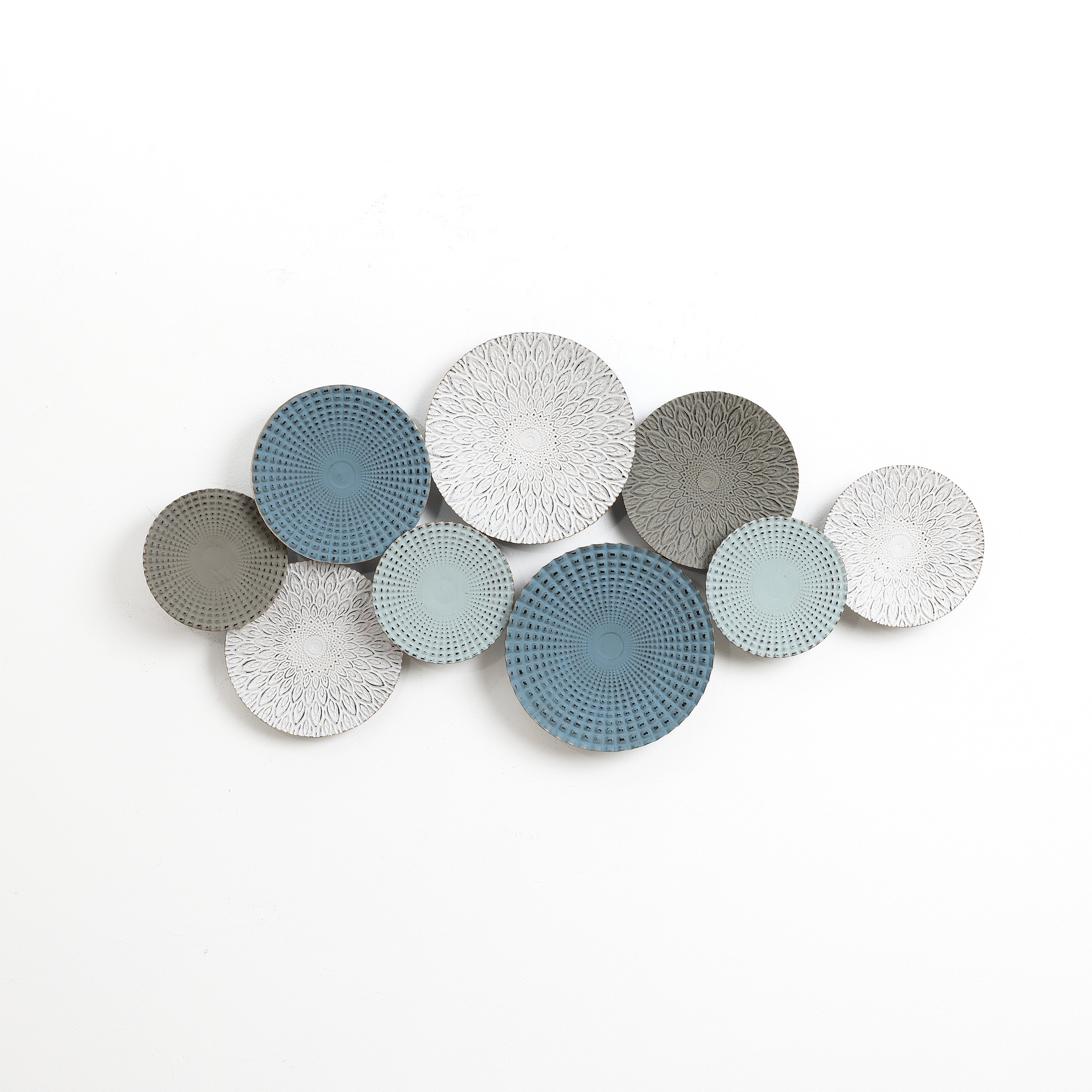 Multi-Color Distressed Plates 43.3-Inch Wide Abstract Metal Wall Decor