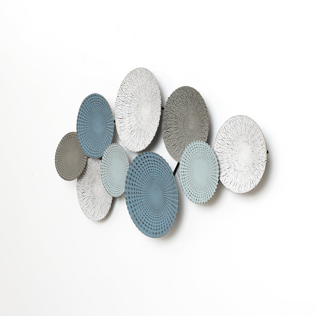 Multi-Color Distressed Plates 43.3-Inch Wide Abstract Metal Wall Decor