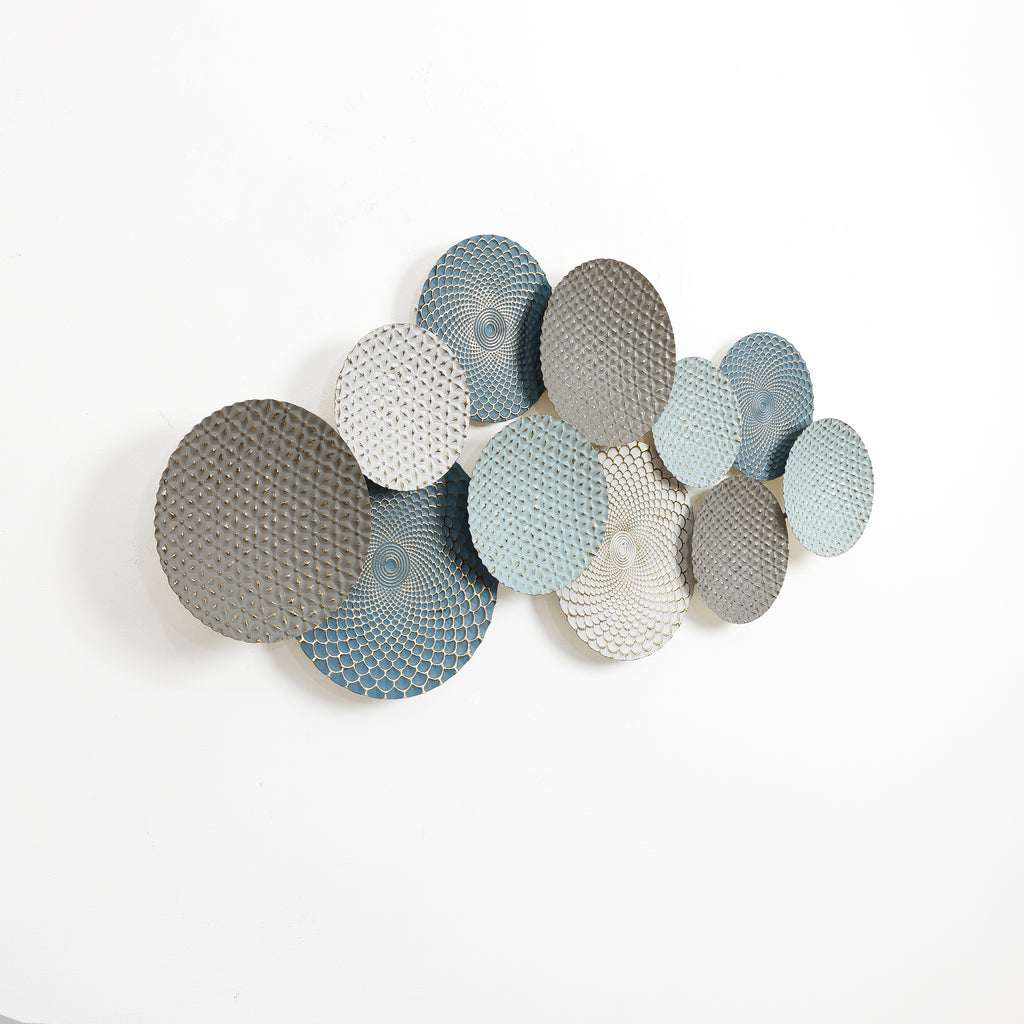 Distressed Multi-Color Pastels 47.4-Inch Wide Abstract Metal Wall Decor