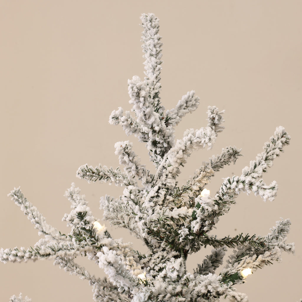 4Ft Pre-Lit Snow-Flocked Artificial Christmas Tree in Burlap Base