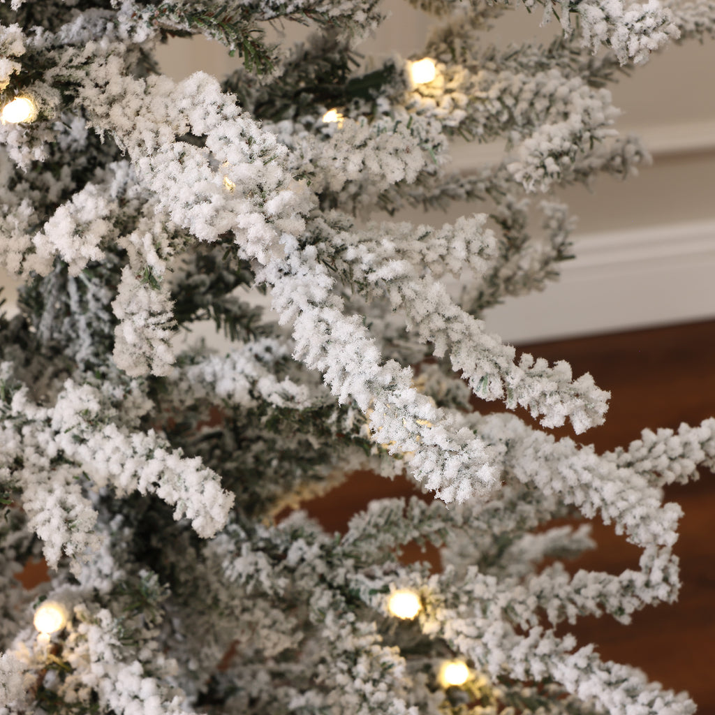 4Ft Pre-Lit Snow-Flocked Artificial Christmas Tree in Burlap Base