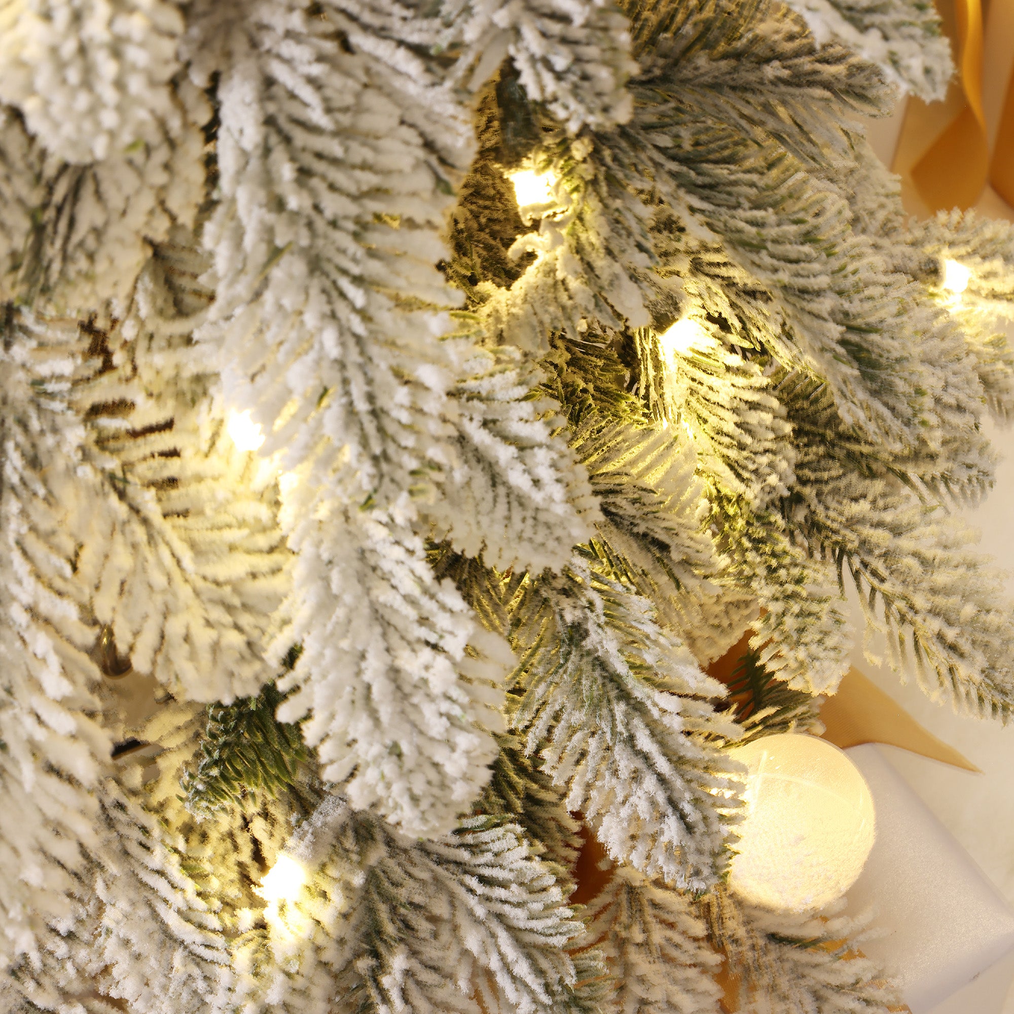 3-Piece Flocked Artificial Tree Set with Lights and Metal Stand