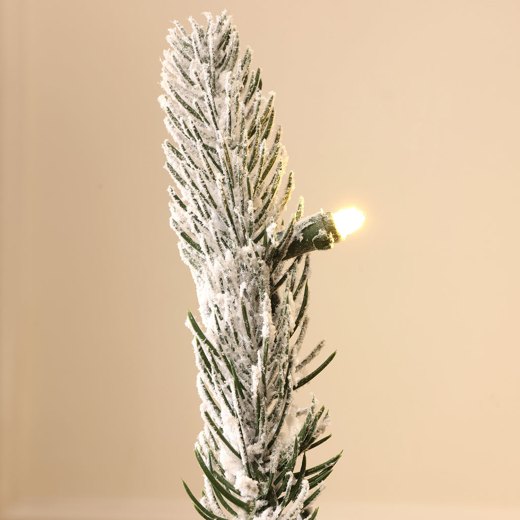 3-Piece Flocked Artificial Tree Set with Lights and Metal Stand