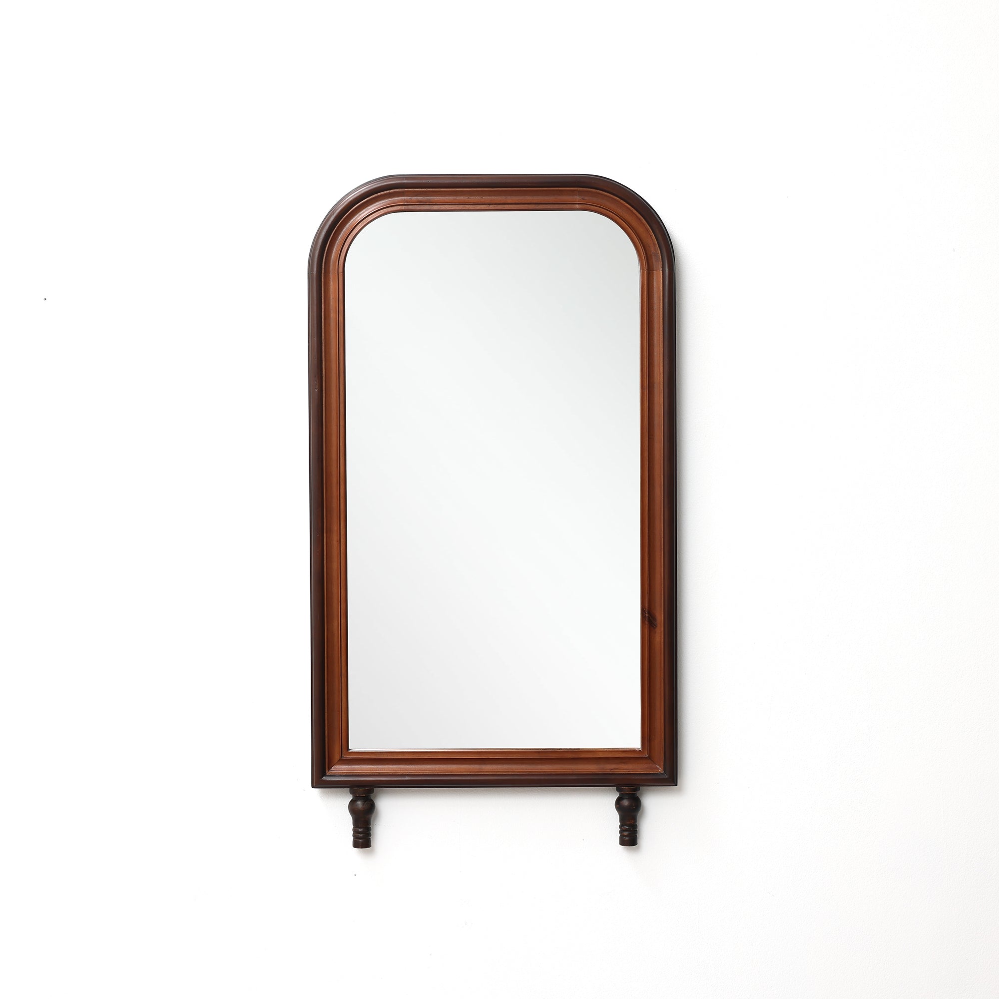 Modern 43.3” Tall Rounded Rectangle Wall Mirror with Pine Wood Frame