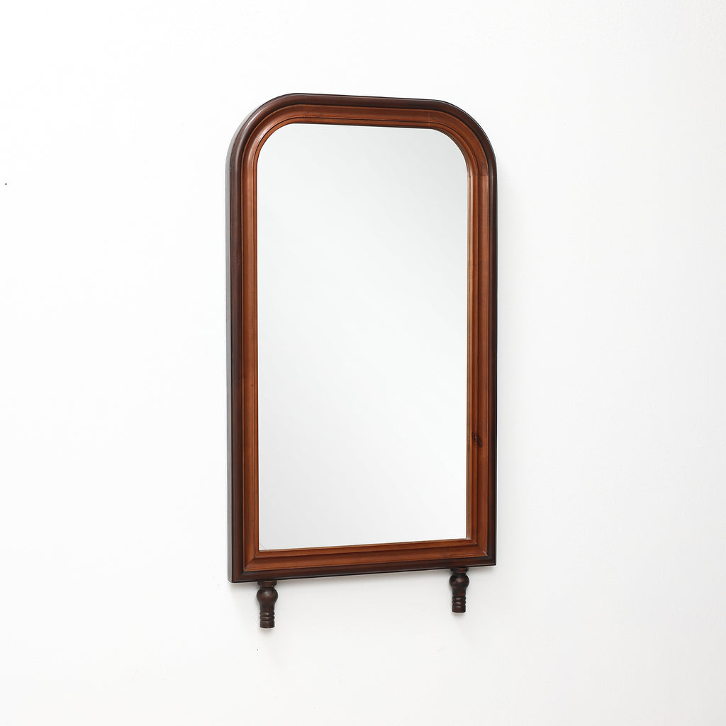 Modern 43.3” Tall Rounded Rectangle Wall Mirror with Pine Wood Frame