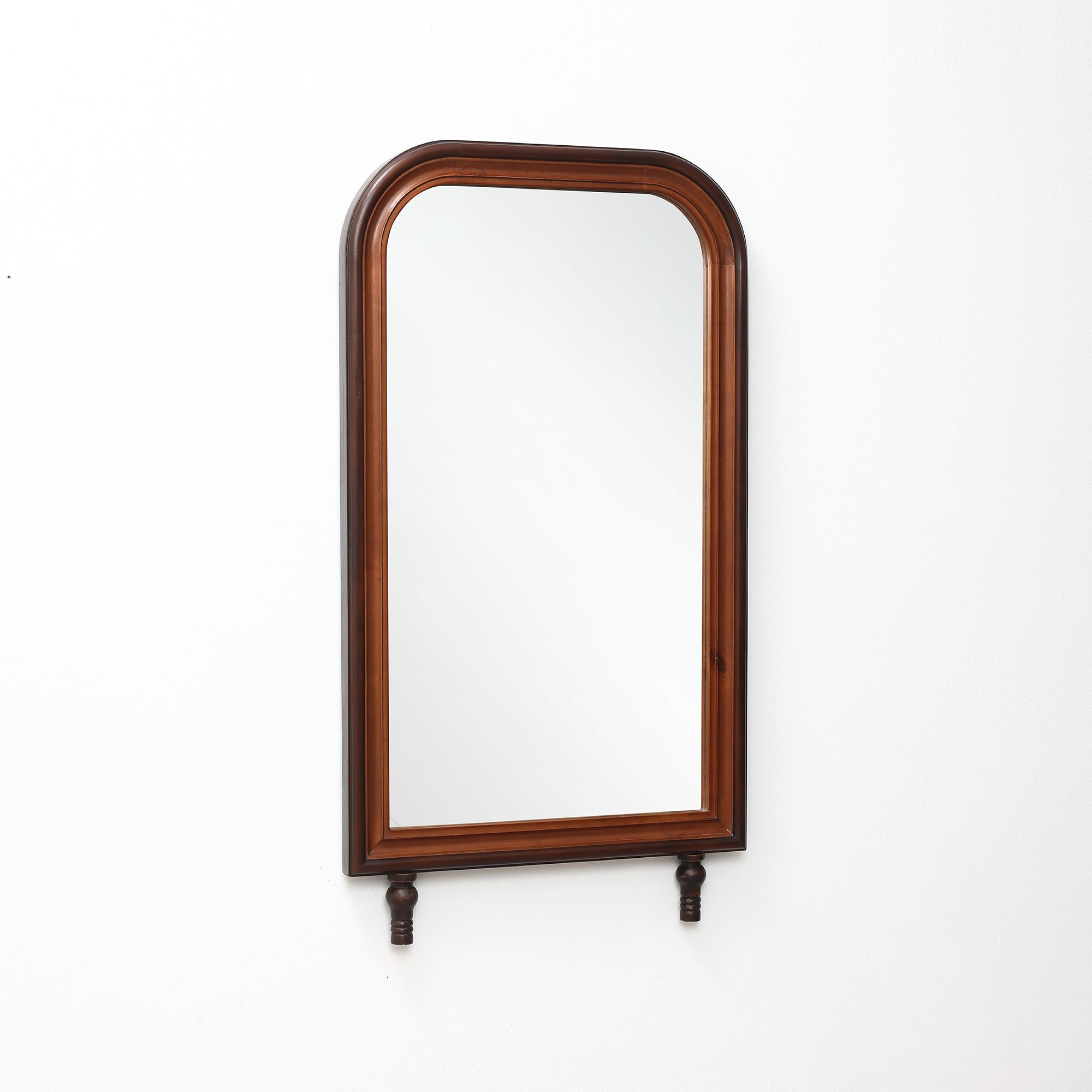 Modern 43.3” Tall Rounded Rectangle Wall Mirror with Pine Wood Frame