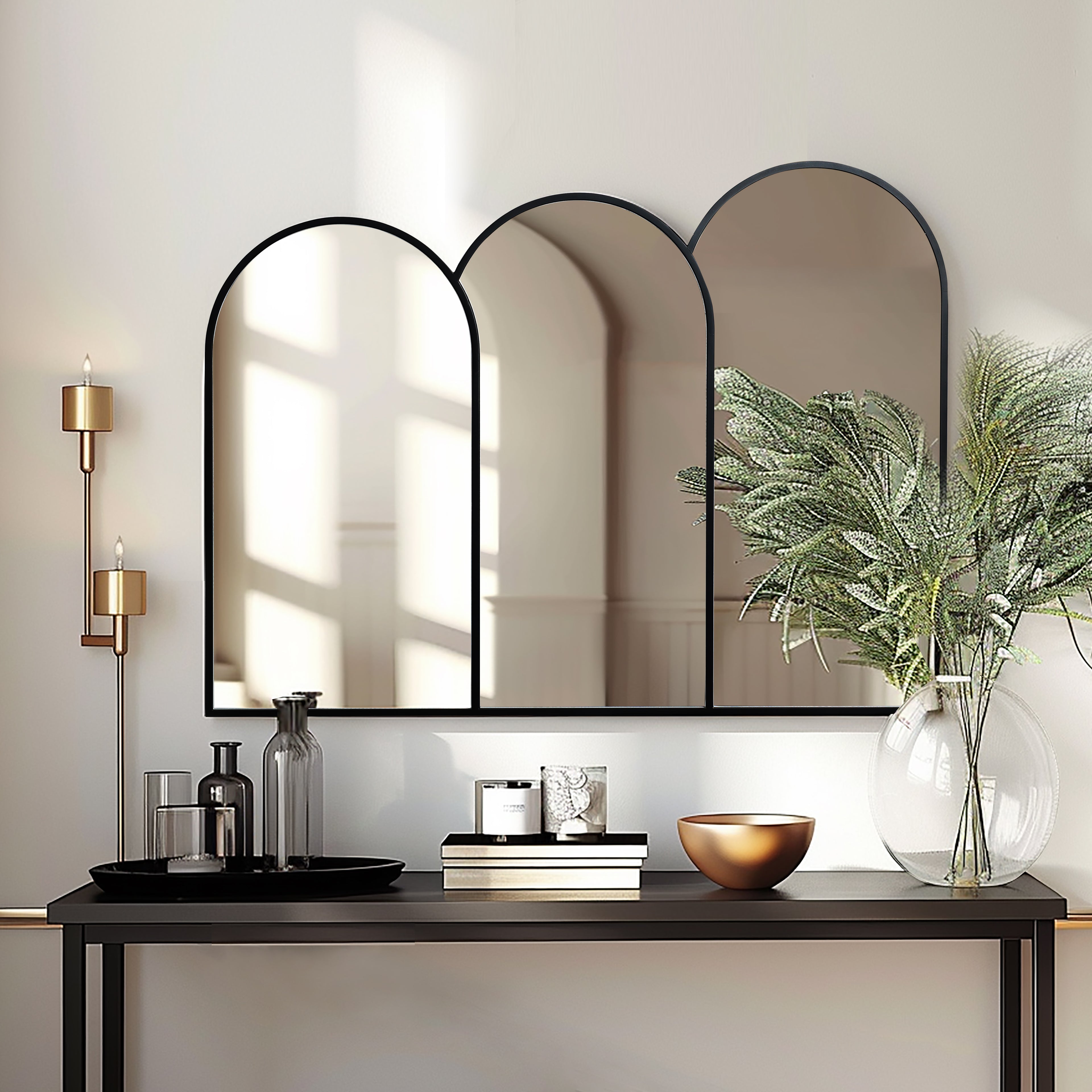 Triple Arch Framed Wall Mirror