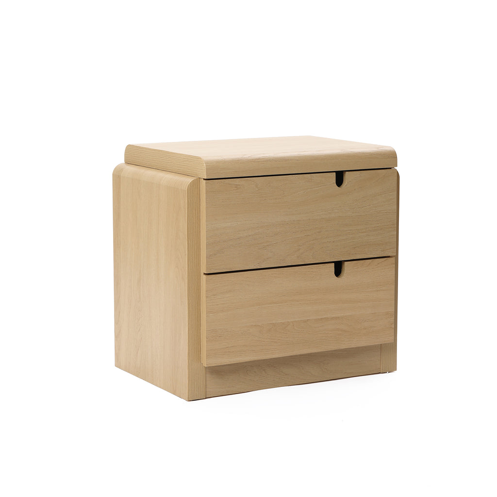 White Oak Mid-Century 2-Drawer Nightstand, 20.5'' Engineered Wood Accent Table