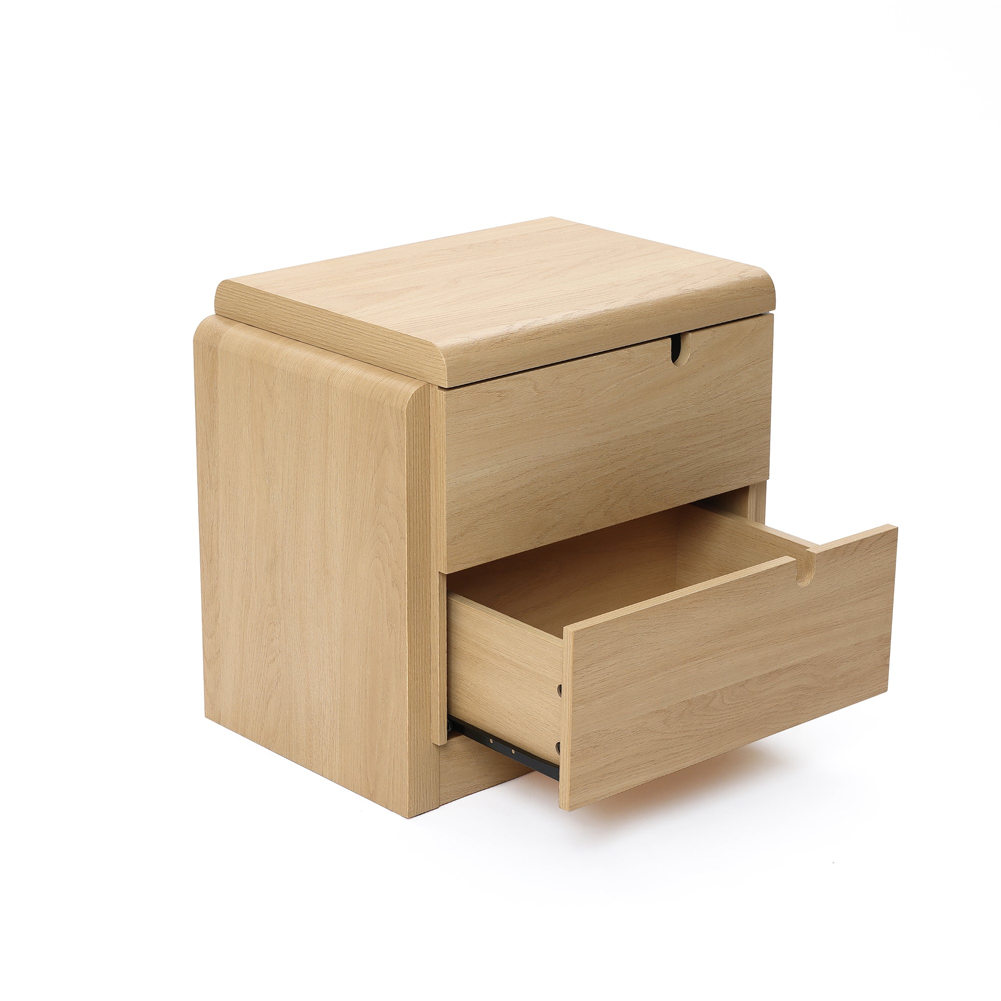 White Oak Mid-Century 2-Drawer Nightstand, 20.5'' Engineered Wood Accent Table
