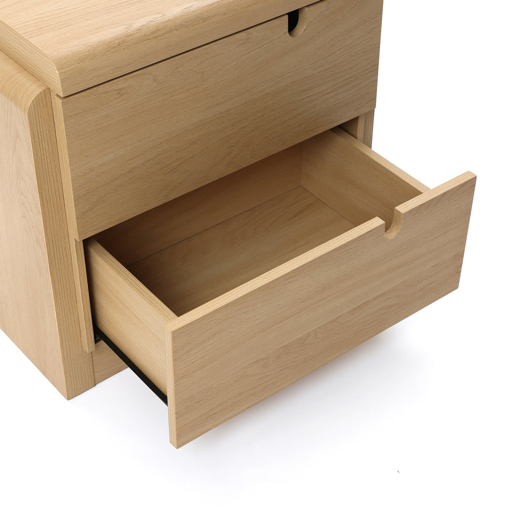 White Oak Mid-Century 2-Drawer Nightstand, 20.5'' Engineered Wood Accent Table