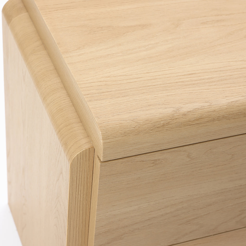 White Oak Mid-Century 2-Drawer Nightstand, 20.5'' Engineered Wood Accent Table
