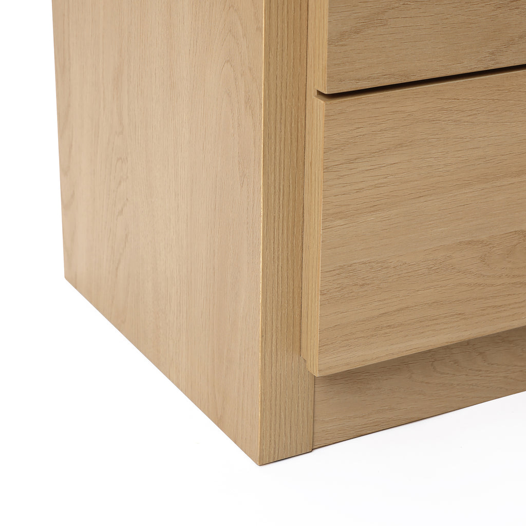 White Oak Mid-Century 2-Drawer Nightstand, 20.5'' Engineered Wood Accent Table