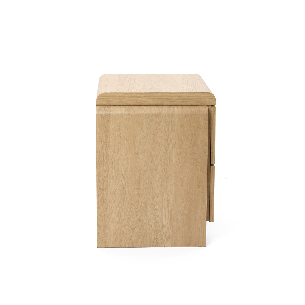 White Oak Mid-Century 2-Drawer Nightstand, 20.5'' Engineered Wood Accent Table