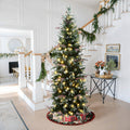 6.5Ft Pre-Lit Pencil Artificial Christmas Tree with Frosted Tips and Red Berries