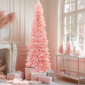 7Ft Pre-Lit Pink Slim Tree with Metal Stand