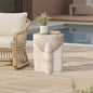 Ebb Pedestal Round MgO Side Table, Marbled Brown-White