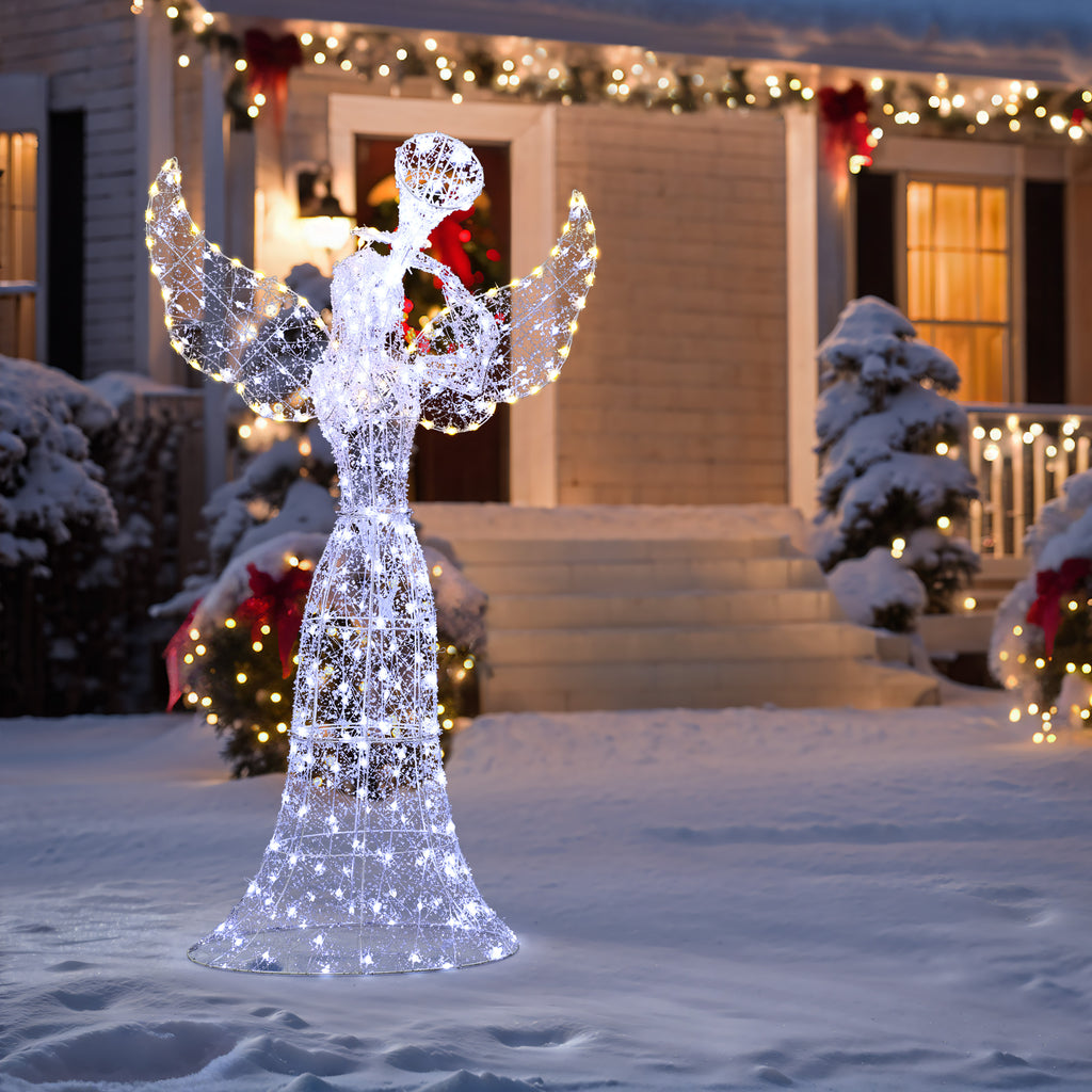 5Ft Angel Playing Trumpet Outdoor Holiday Decoration with Lights
