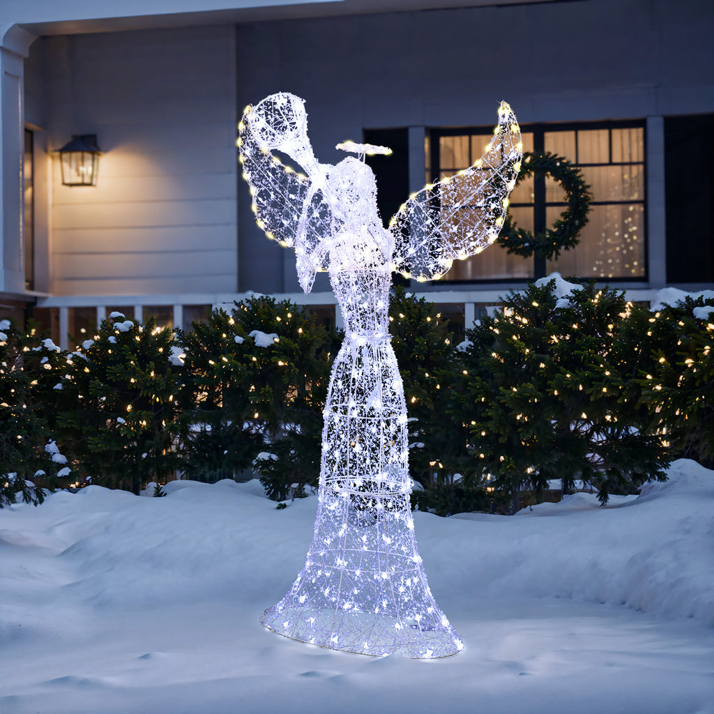 5Ft Angel Playing Trumpet Outdoor Holiday Decoration with Lights