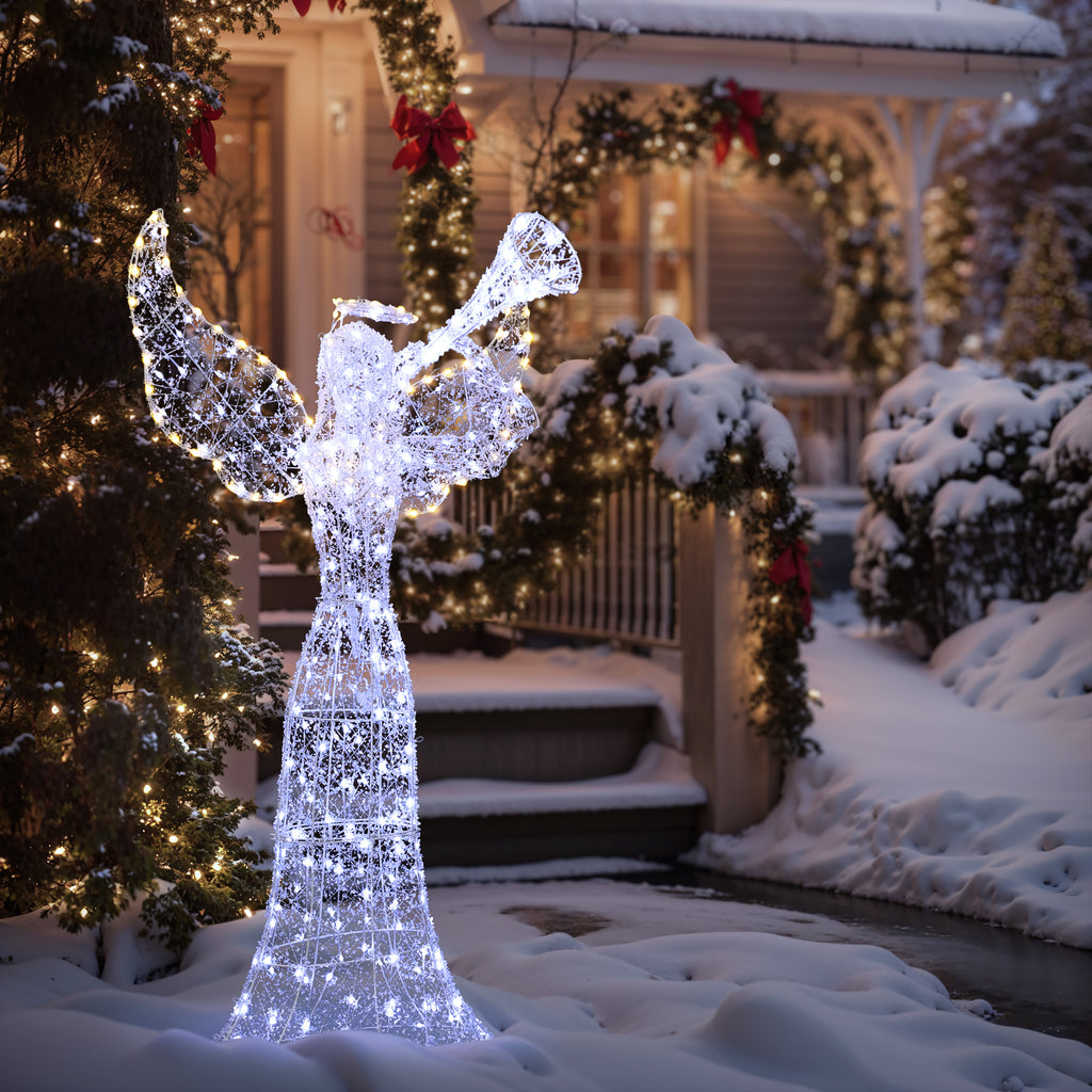 5Ft Angel Playing Trumpet Outdoor Holiday Decoration with Lights